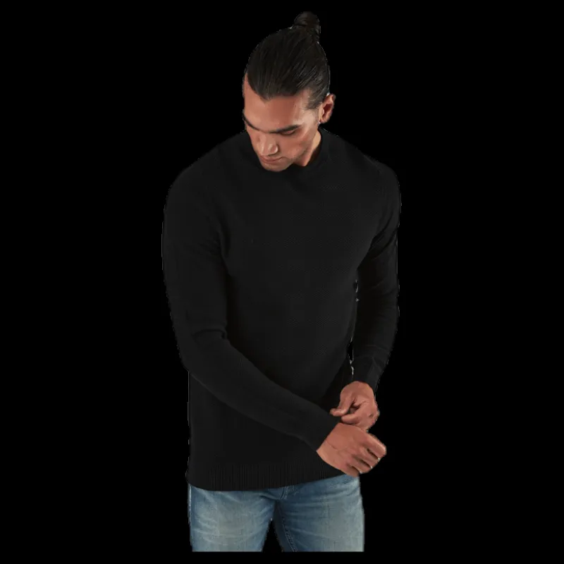 Jack & Jones Aaron Knit Crew Neck Black Svart New