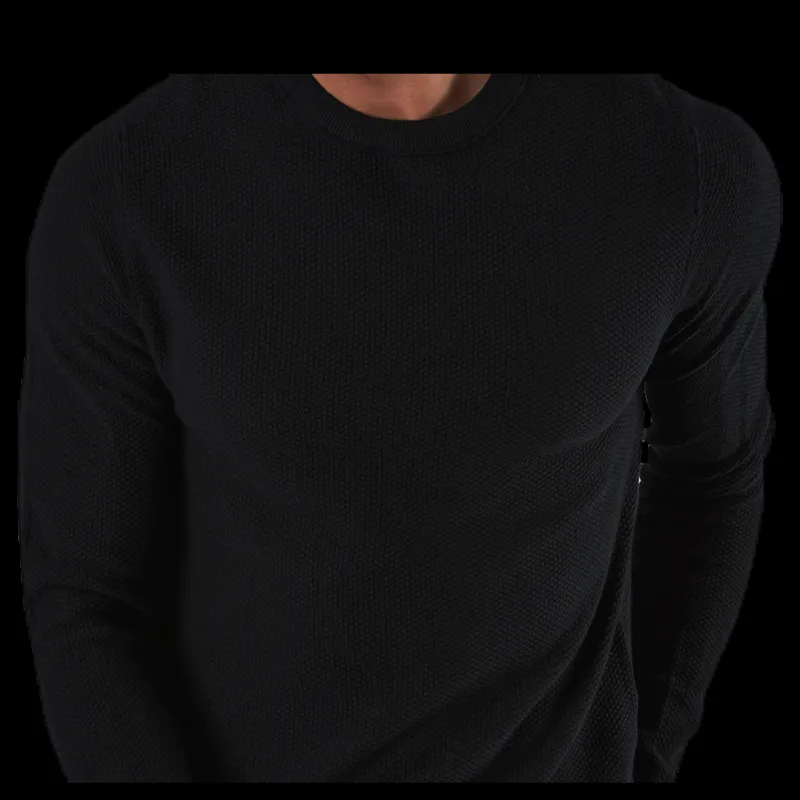 Jack & Jones Aaron Knit Crew Neck Black Svart New