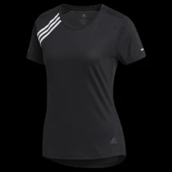 adidas Run 3 Stripes Tee Women Black Svart Clearance