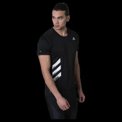 adidas Run It Tee Pb 3 Stripes Men Black Svart Best