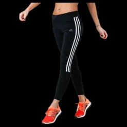 adidas Run It Tight 7/8 3 Stripe Women Black / White Svart New