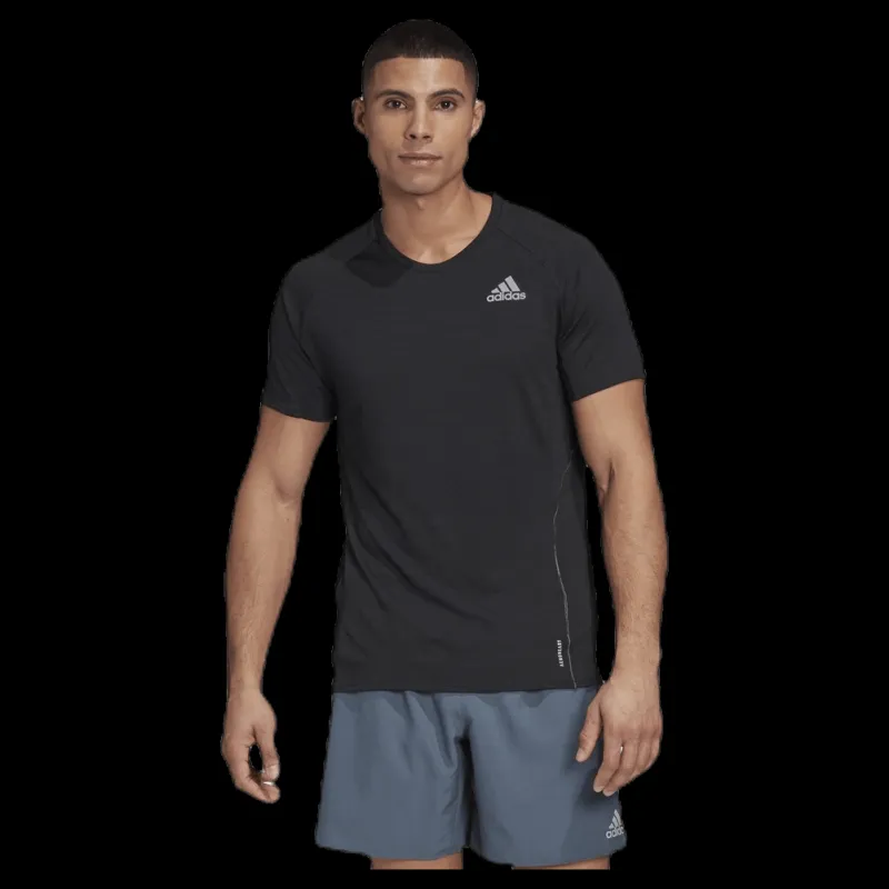 adidas Runner Tee Men Black Svart New