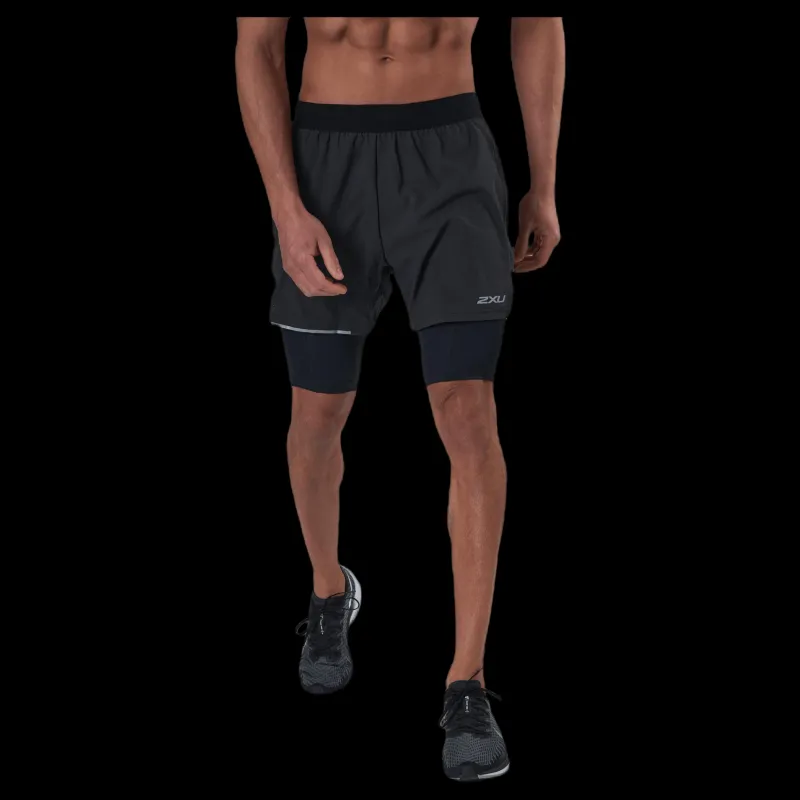 Outlet 2XU Aero 2-In-1 5" Shorts Black/Silver Svart och Silver