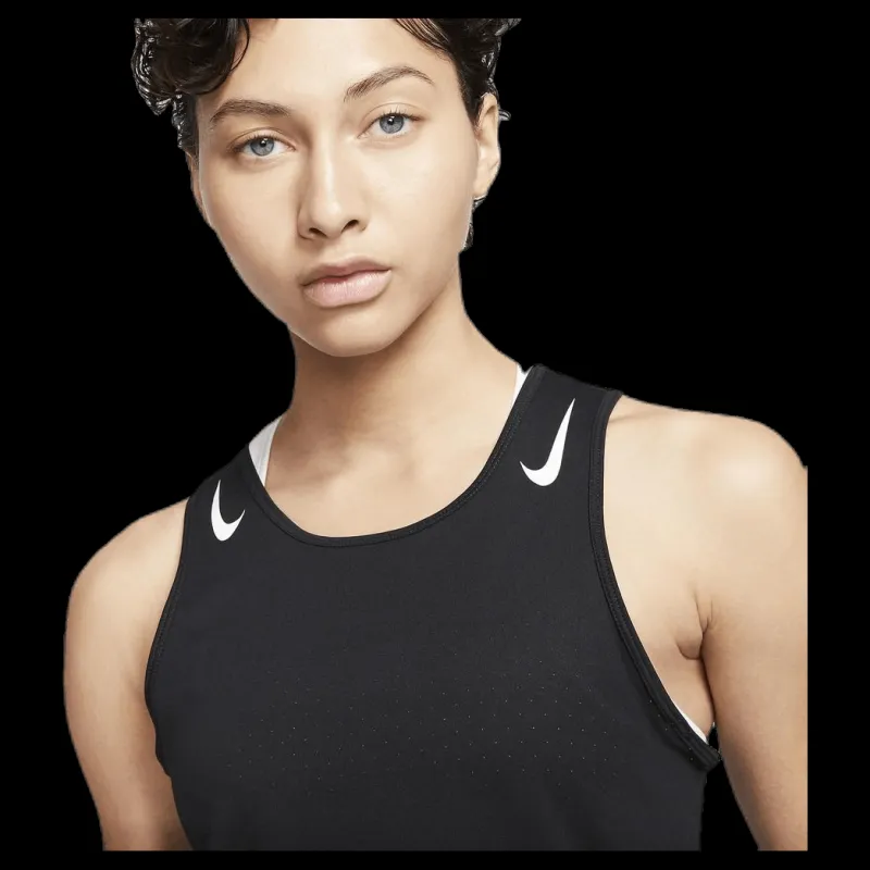 Online Nike AeroSwift Running Singlet White/Black Svart