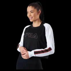 Fila Ahuva Cropped Longsleeve Shirt Pink/Black Rosa och Svart Hot