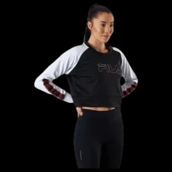 Fila Ahuva Cropped Longsleeve Shirt Pink/Black Rosa och Svart Hot