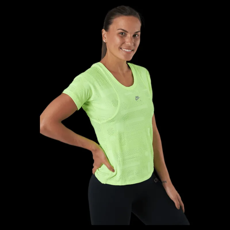 Outlet Nike Air Dri-fit Women's Short-slee Volt/reflective Silv Grön