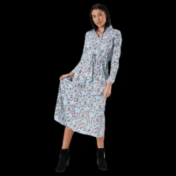 Only Alma Poly L/S Shirt Dress Aop Blue Blå