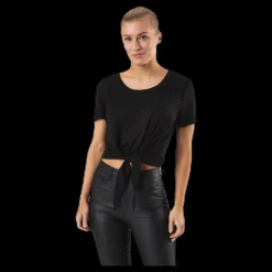 Clearance Only Arli S/S Knot Top Black Svart