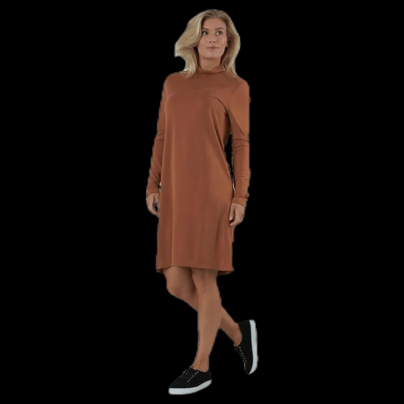 Pieces Bamala T-Neck Ls Dress Beige