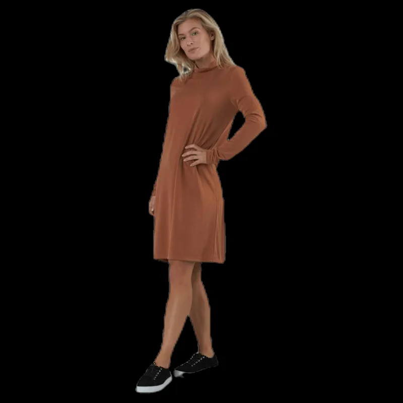 Pieces Bamala T-Neck Ls Dress Beige