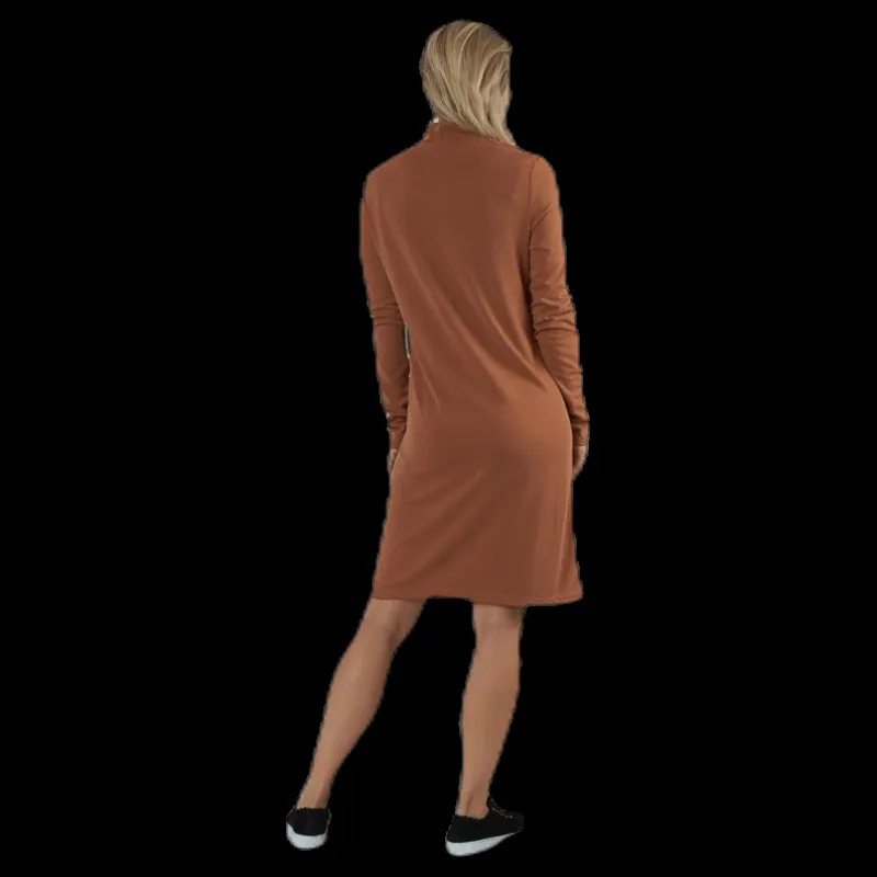 Pieces Bamala T-Neck Ls Dress Beige