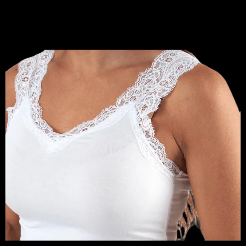 Pieces Barbera Lace Top White Vit