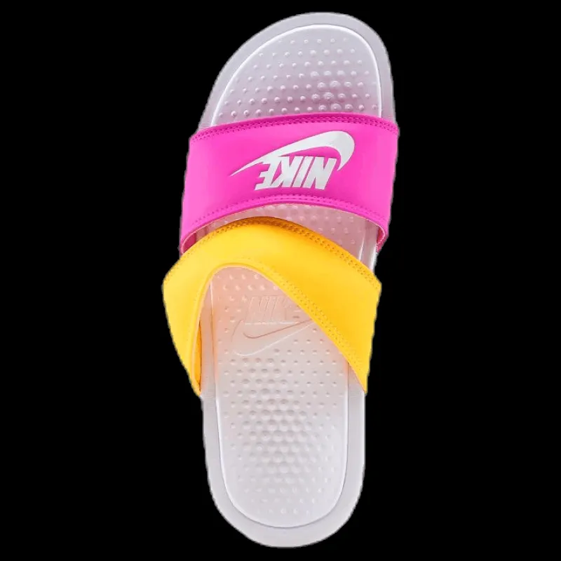 Clearance Nike Bennassi Duo Ultra Slide Pink/White/Yellow Rosa