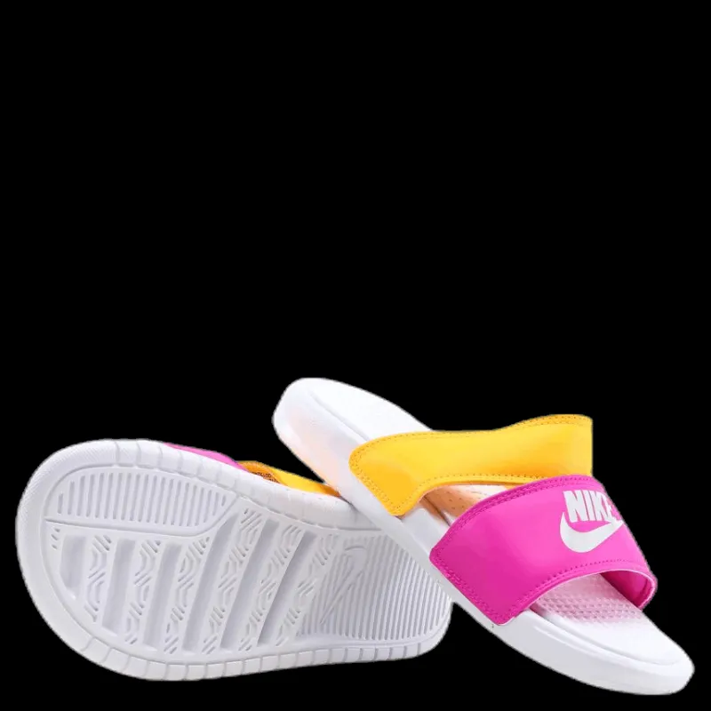 Clearance Nike Bennassi Duo Ultra Slide Pink/White/Yellow Rosa