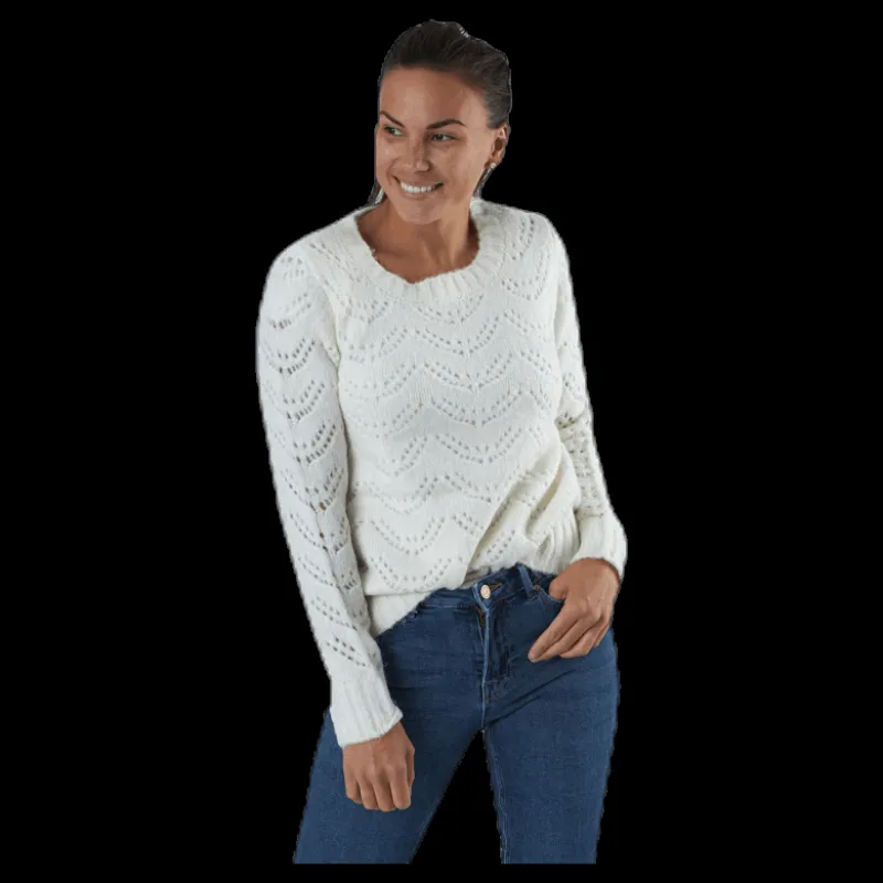 Pieces Bibi Ls Knit White Vit Hot