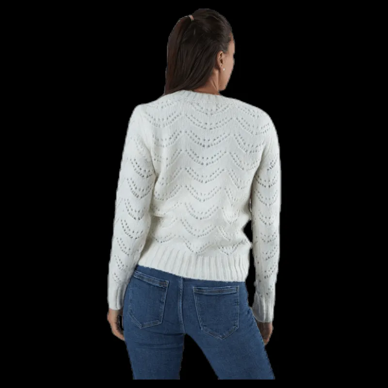 Pieces Bibi Ls Knit White Vit Hot