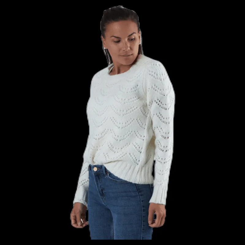 Pieces Bibi Ls Knit White Vit Hot