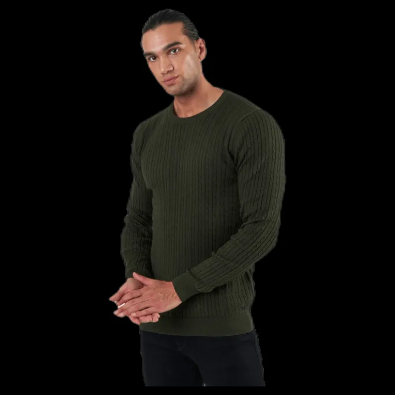 Best Jack & Jones Blacamp Cable Knit Crew Neck Black Svart