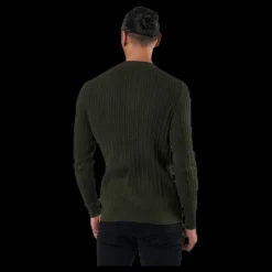 Best Jack & Jones Blacamp Cable Knit Crew Neck Black Svart