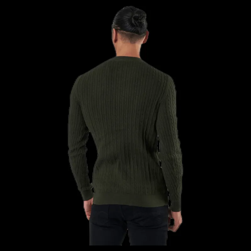 Best Jack & Jones Blacamp Cable Knit Crew Neck Black Svart