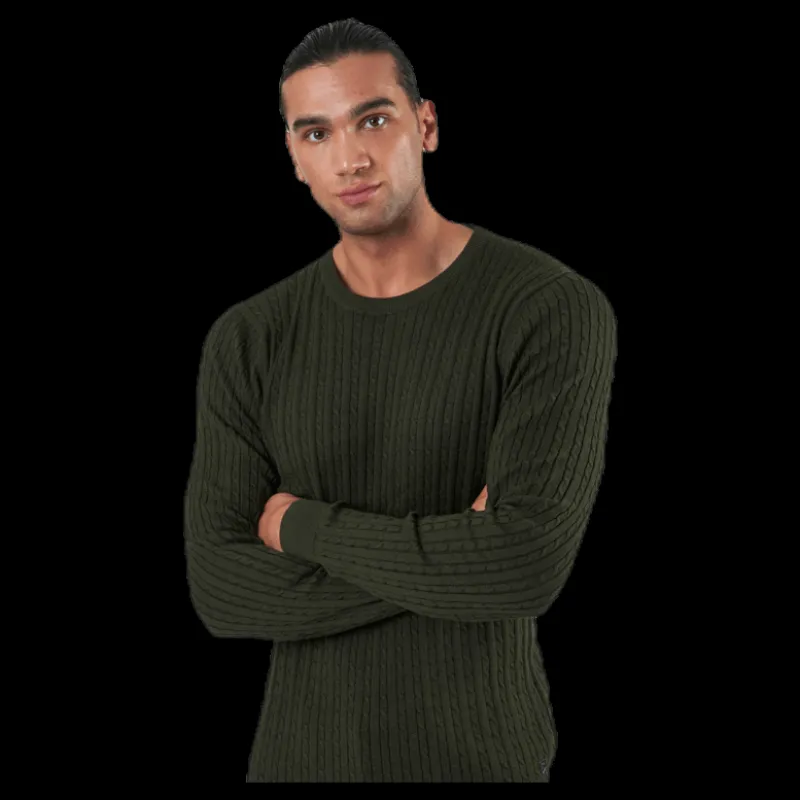 Best Jack & Jones Blacamp Cable Knit Crew Neck Black Svart