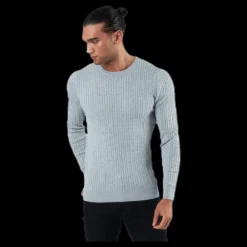 Jack & Jones Blacamp Cable Knit Crew Neck Grey Grå Outlet