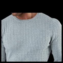 Jack & Jones Blacamp Cable Knit Crew Neck Grey Grå Outlet