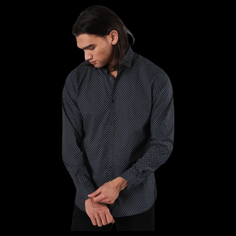 New Jack & Jones Blackpool Stretch Shirt L/s Mecca Orange Svart