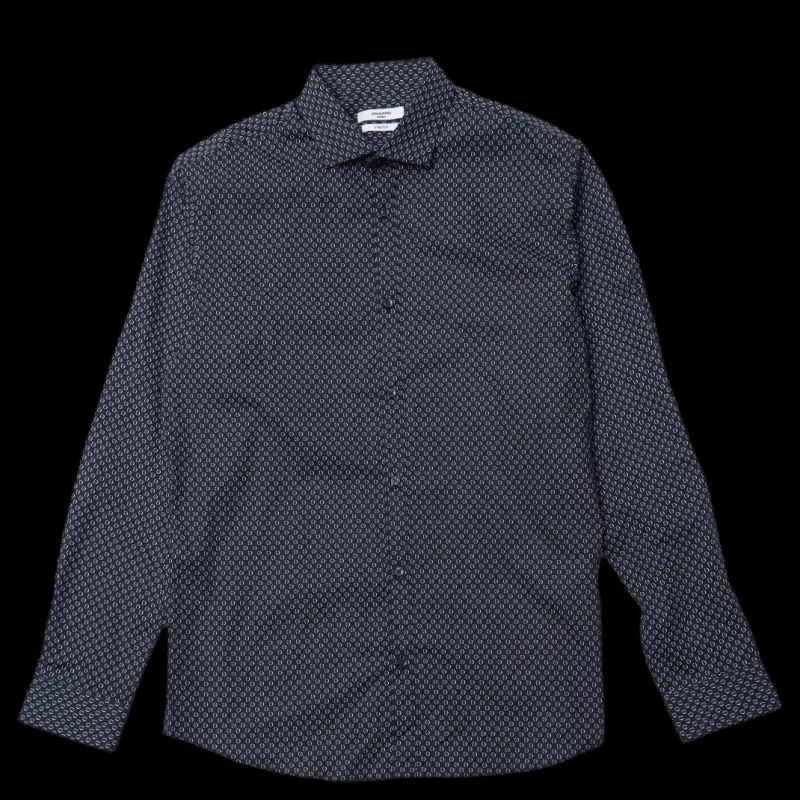 New Jack & Jones Blackpool Stretch Shirt L/s Mecca Orange Svart