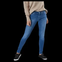 Only Blush Life Mid Skinny Blue Blå Sale