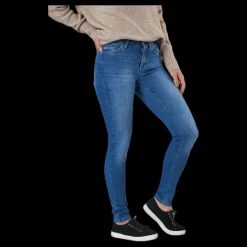 Only Blush Life Mid Skinny Blue Blå Sale