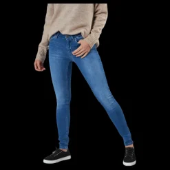 Only Blush Life Mid Skinny Blue Blå Sale