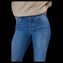 Only Blush Life Mid Skinny Blue Blå Sale