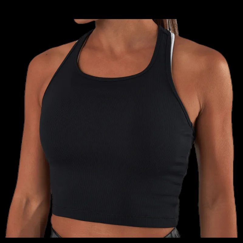 Casall Bold Rib Crop Tank Black Svart Clearance