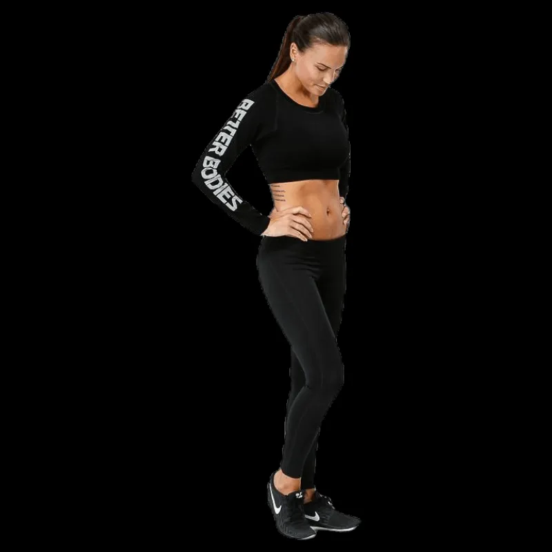 Outlet Better Bodies Bowery cropped LS Black Svart