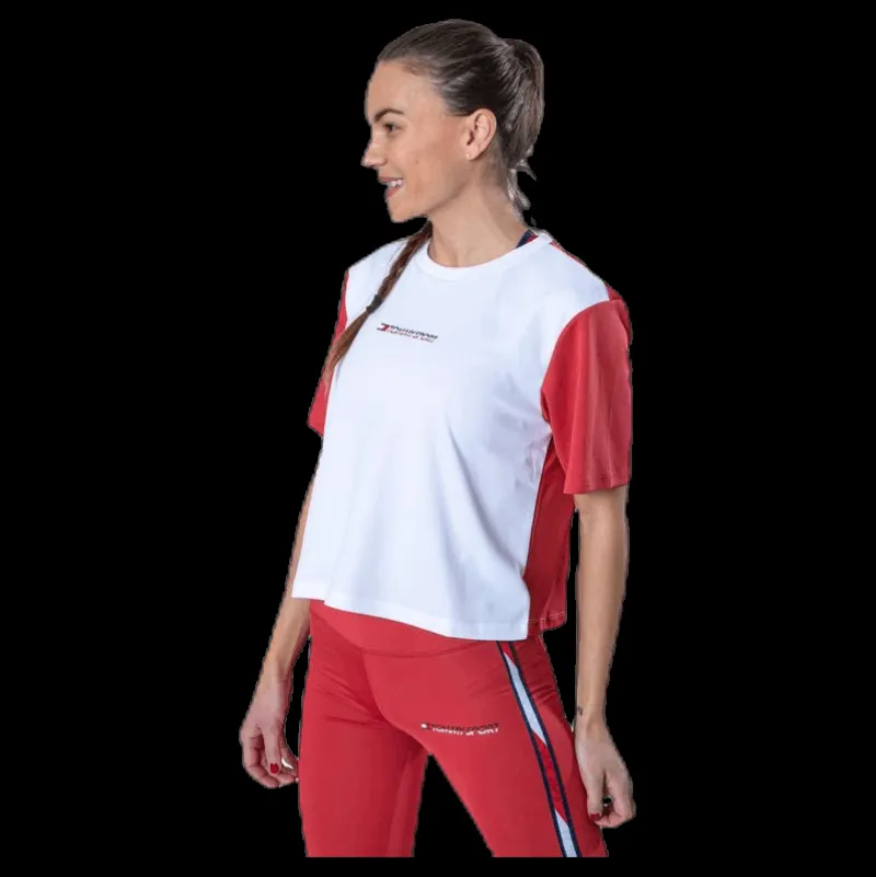 Tommy Hilfiger Sport Boxy T-Shirt Short Sleeve Pink/White Rosa och Vit Outlet