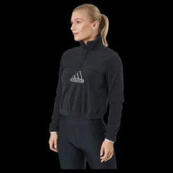 Best adidas Brand Love Polarfleece Half-Zip Sweatshirt Black / White / Halo Blush Svart