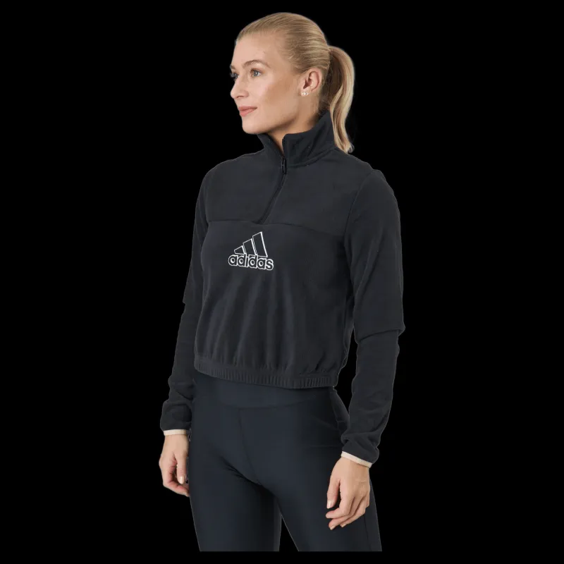 Best adidas Brand Love Polarfleece Half-Zip Sweatshirt Black / White / Halo Blush Svart