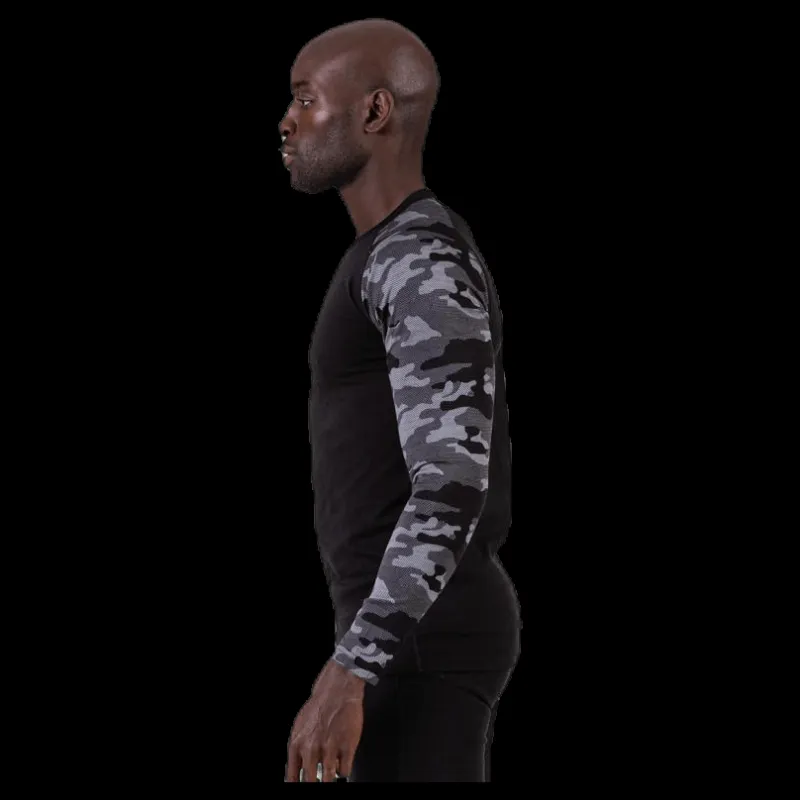 New Bula Camo Merino Wool Crew Black Svart