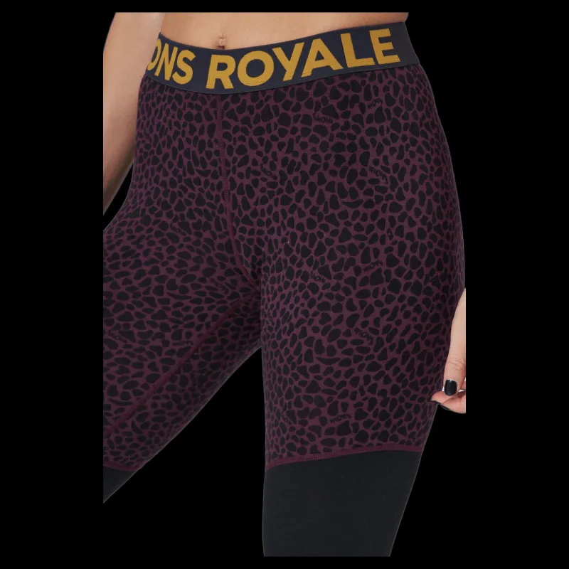 Mons Royale Cascade Merino Flex 200 Leggin Winter Leopard Svart Discount