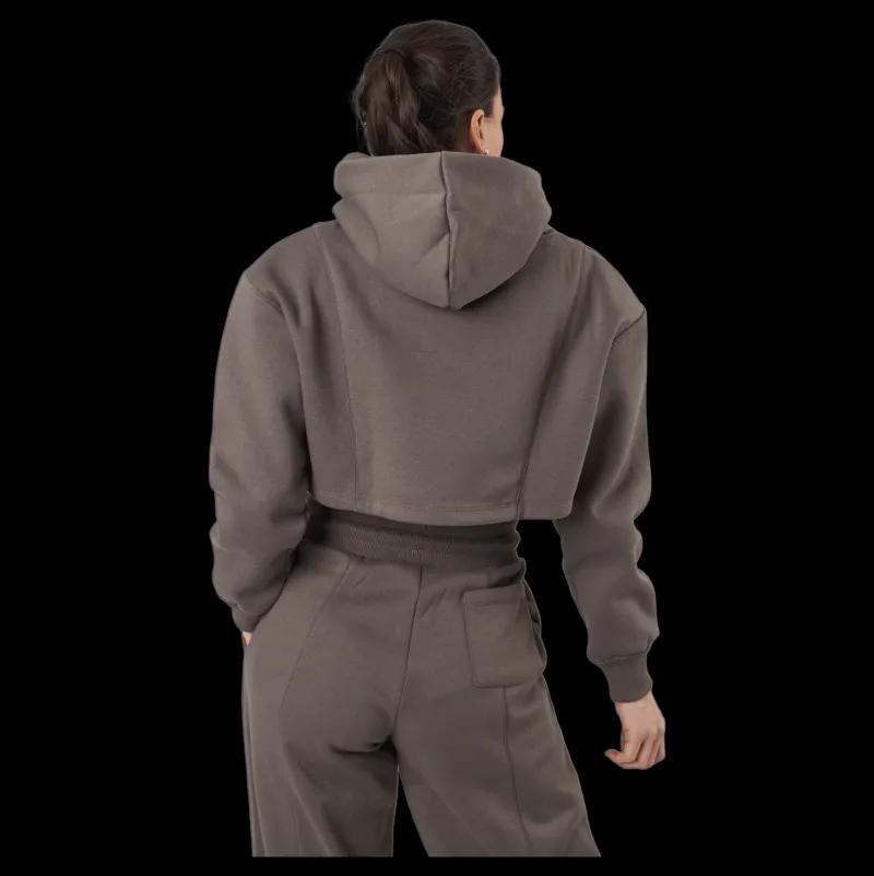 Hot Gavelo Chill Lounge Cropped Hoodie Taupe Brun