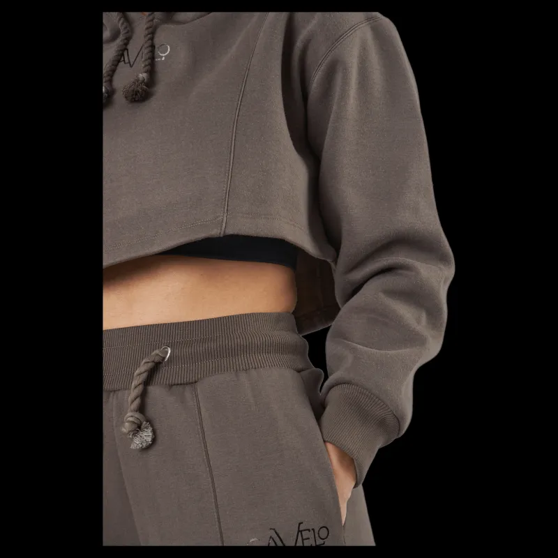 Hot Gavelo Chill Lounge Cropped Hoodie Taupe Brun