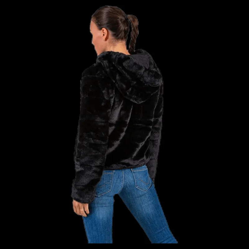 Only Chris Fur Hooded Jacket Otw Black Discount