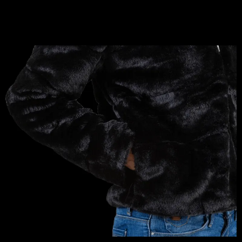 Only Chris Fur Hooded Jacket Otw Black Discount