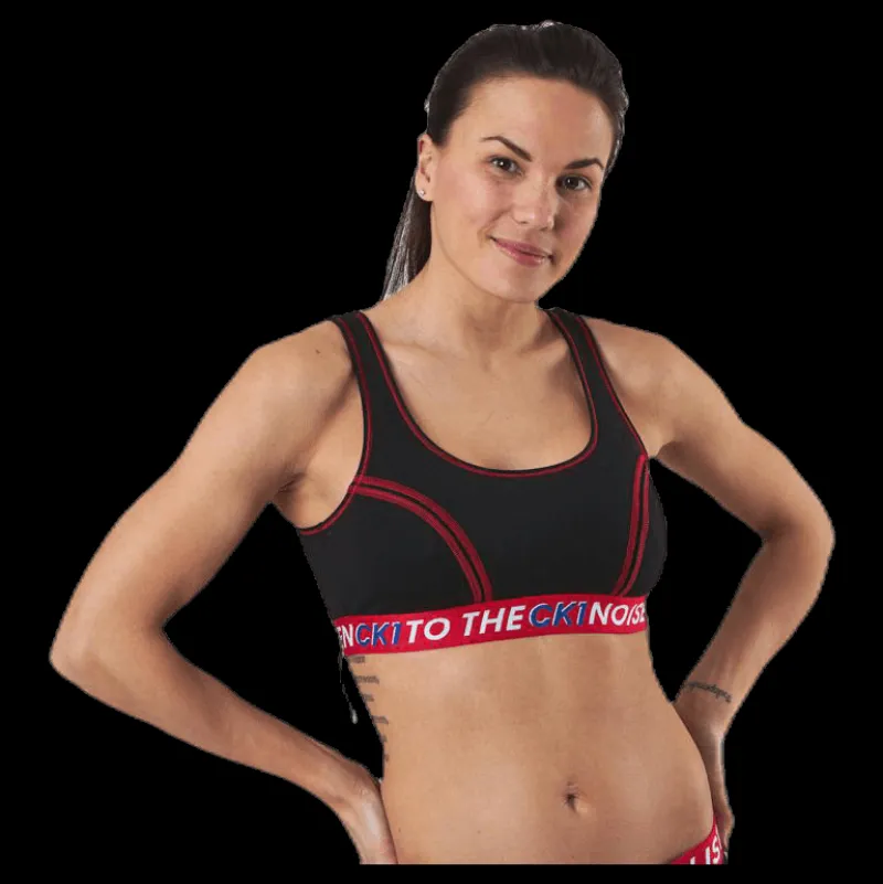 New Calvin Klein Ck One Listen Unlined Bralette Black/Red Svart och Röd