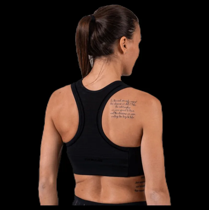 Stay in place Compression Sports Bra C/D Black Svart Hot