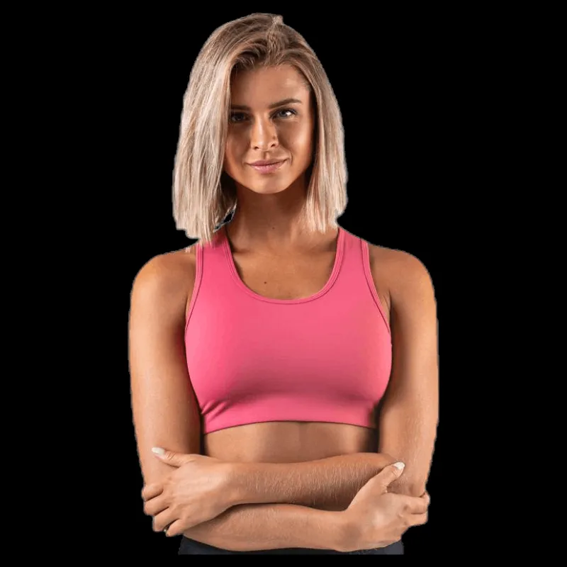 Outlet Stay in place Compression Sports Bra C/D Pink Rosa
