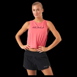 2XU Contender Crop Tank-W Pink Rosa Sale