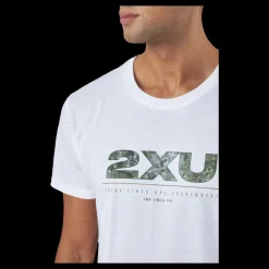 2XU Contender Tee White/trailscape Vit Clearance
